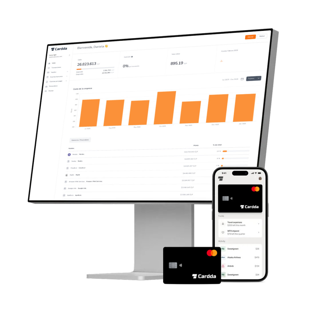 Cardda - Dashboard de gastos en desktop y móvil